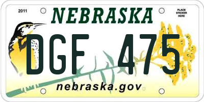 NE license plate DGF475
