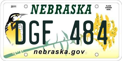 NE license plate DGF484