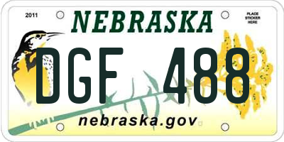 NE license plate DGF488
