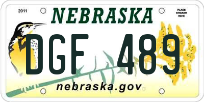 NE license plate DGF489