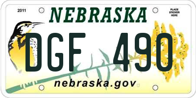 NE license plate DGF490