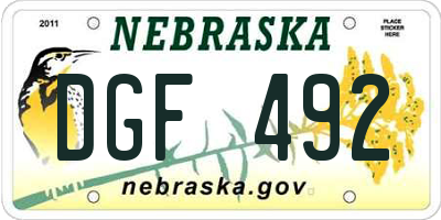 NE license plate DGF492