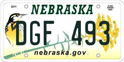 NE license plate DGF493