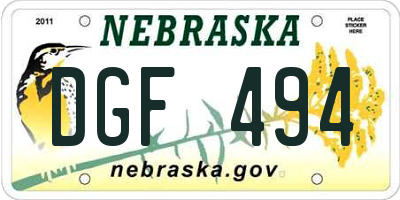 NE license plate DGF494