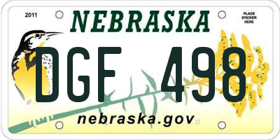 NE license plate DGF498