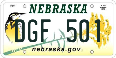 NE license plate DGF501