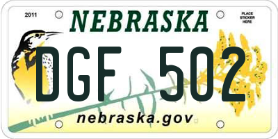 NE license plate DGF502