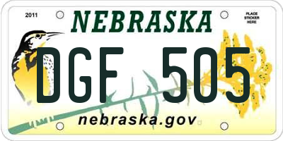 NE license plate DGF505