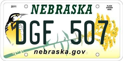 NE license plate DGF507