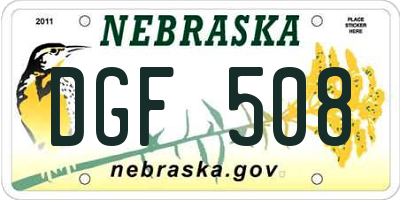 NE license plate DGF508