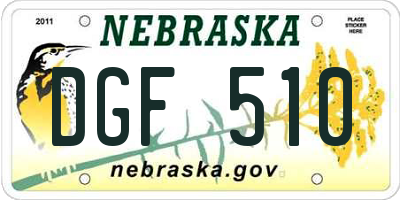 NE license plate DGF510