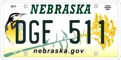 NE license plate DGF511