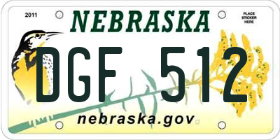 NE license plate DGF512