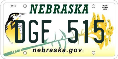 NE license plate DGF515