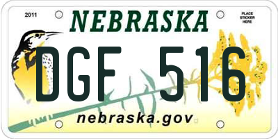 NE license plate DGF516
