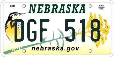 NE license plate DGF518