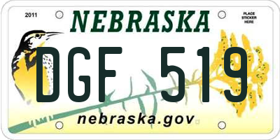 NE license plate DGF519