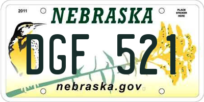 NE license plate DGF521