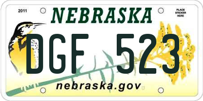 NE license plate DGF523