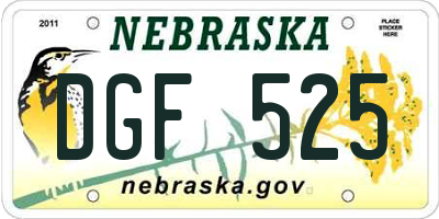 NE license plate DGF525