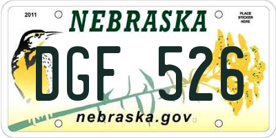 NE license plate DGF526