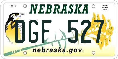 NE license plate DGF527