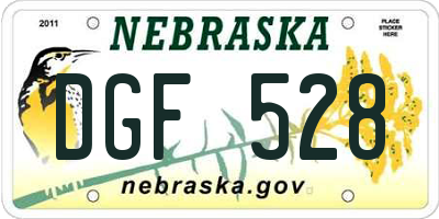 NE license plate DGF528
