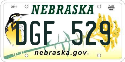 NE license plate DGF529