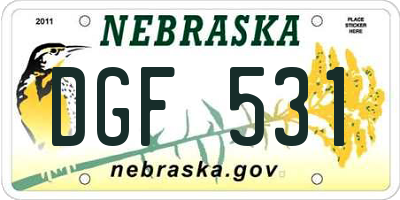 NE license plate DGF531