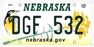 NE license plate DGF532