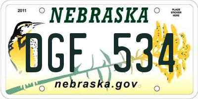 NE license plate DGF534