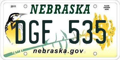 NE license plate DGF535