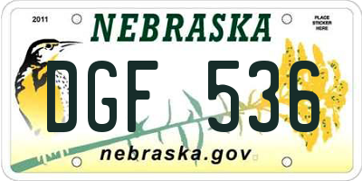 NE license plate DGF536