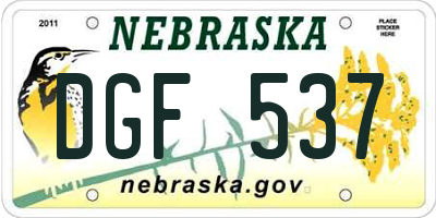 NE license plate DGF537