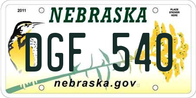 NE license plate DGF540