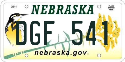 NE license plate DGF541
