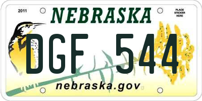 NE license plate DGF544
