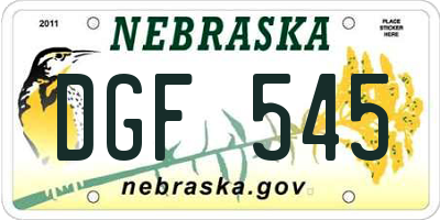NE license plate DGF545
