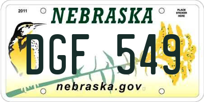 NE license plate DGF549