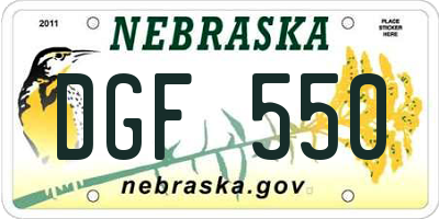 NE license plate DGF550