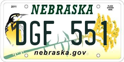 NE license plate DGF551