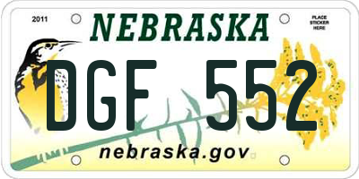 NE license plate DGF552