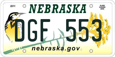 NE license plate DGF553