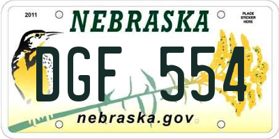 NE license plate DGF554
