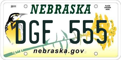 NE license plate DGF555