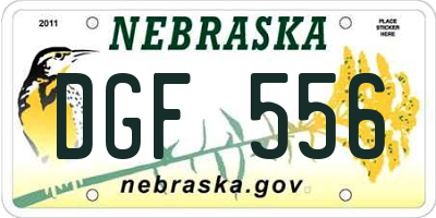NE license plate DGF556