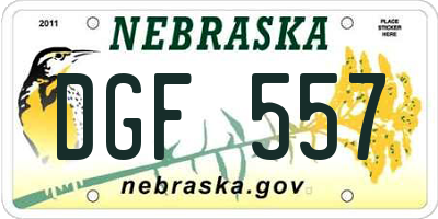 NE license plate DGF557