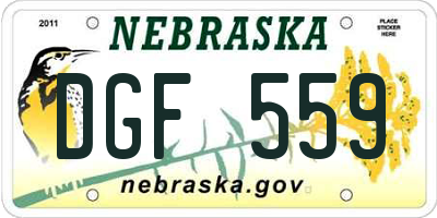 NE license plate DGF559