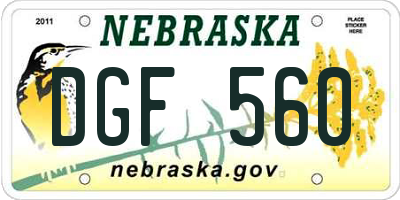 NE license plate DGF560