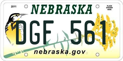 NE license plate DGF561